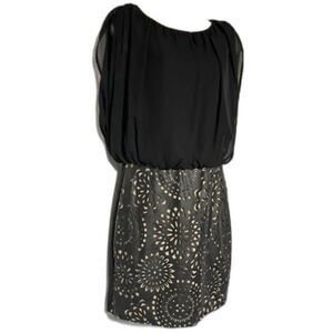 Bailey Blue dress with lace vegan leather skirt  size M